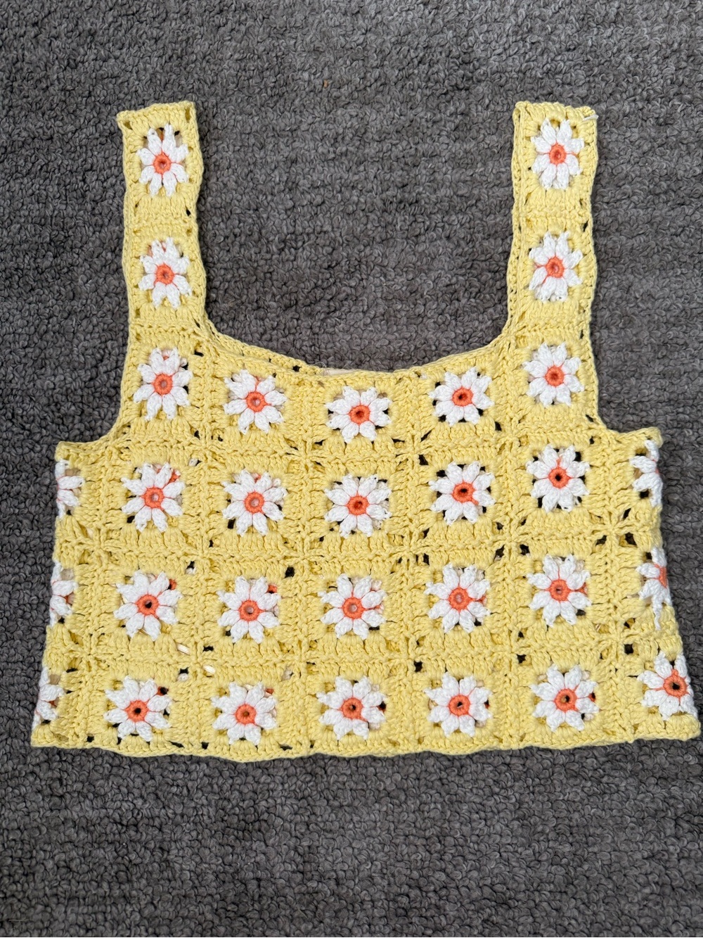 Altar'd State Yellow Crochet Daisy Crop Top